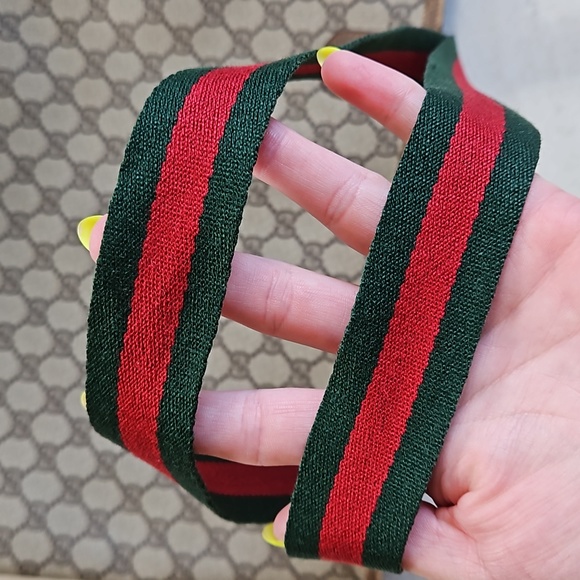 Gucci Sherry Ophidia Tote Bag GG Logo Red/Green Handles Vintage w/Dustbag - Picture 14 of 16